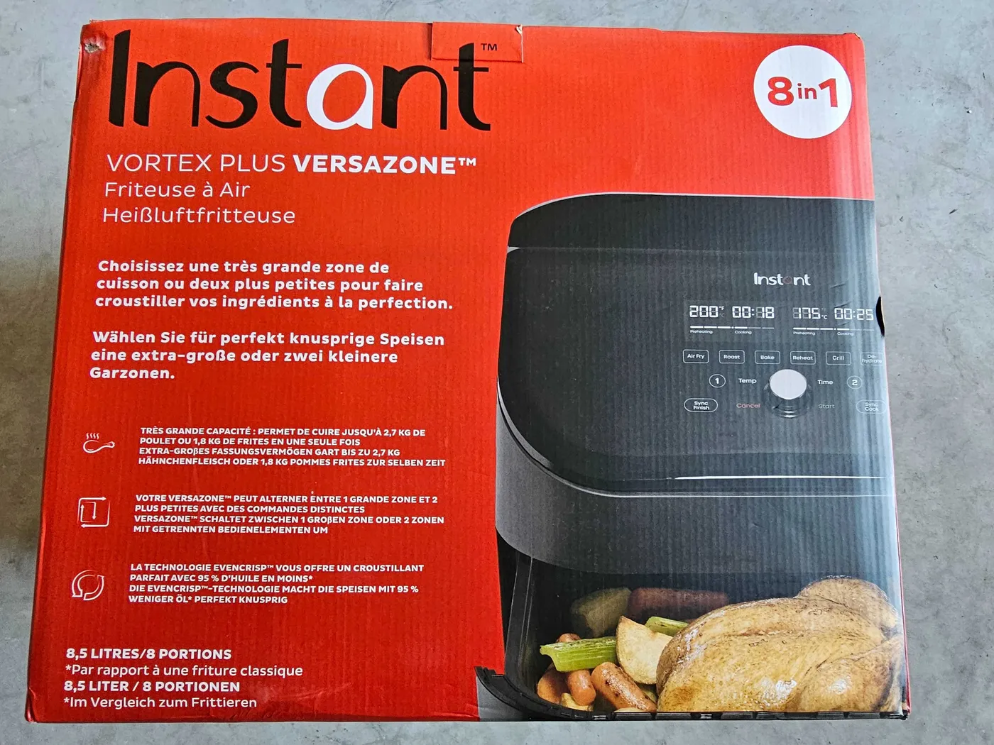 Instant — INSTANT Air Fryer - Large 8.5L, Family Size - 8 in 1 - Food Dehydrate, Grill, Bake, Roast, Reheat, Non-Stick, Easy Clean, Dishwasher Safe (Снимка 1)